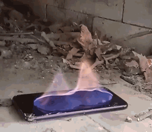 device on fire
